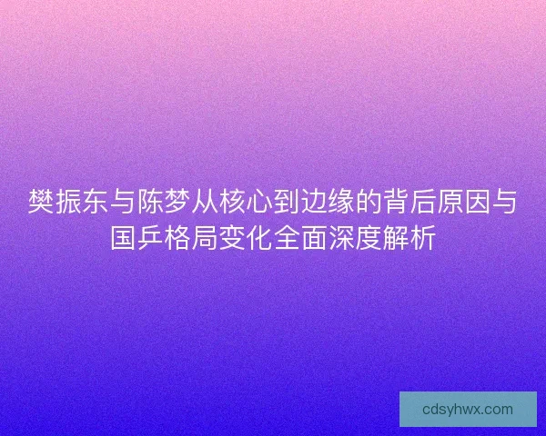 樊振东与陈梦从核心到边缘的背后原因与国乒格局变化全面深度解析