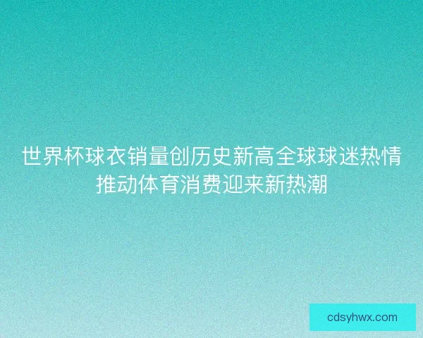 世界杯球衣销量创历史新高全球球迷热情推动体育消费迎来新热潮