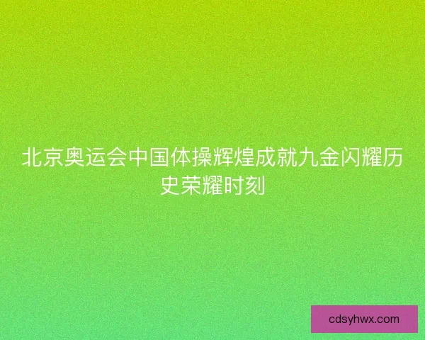 北京奥运会中国体操辉煌成就九金闪耀历史荣耀时刻